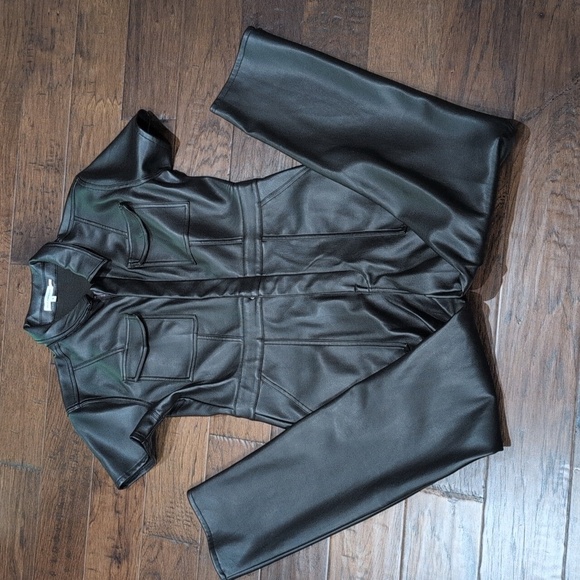 Good American Faux Black Leather Jumpsuit with Modern Edge Size 4 / XL - Picture 2 of 9